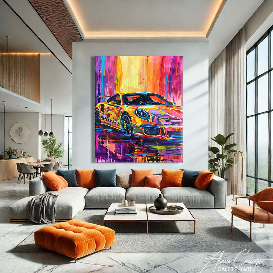 Tableau Porsche Pop Art – mise en situation