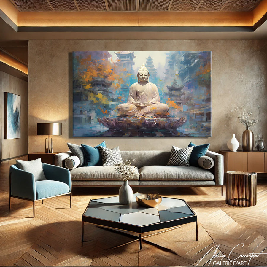 TABLEAU BOUDDHA BLANC
 – mise en situation