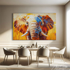 TABLEAU ÉLÉPHANT ORANGE