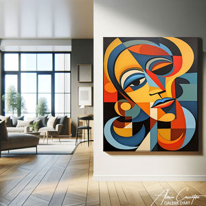 tableau abstrait visage couleur