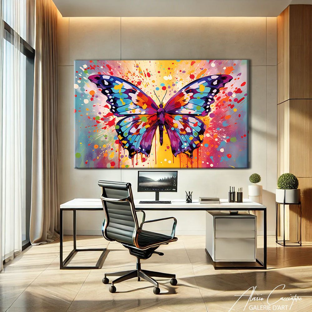 tableau abstrait papillon