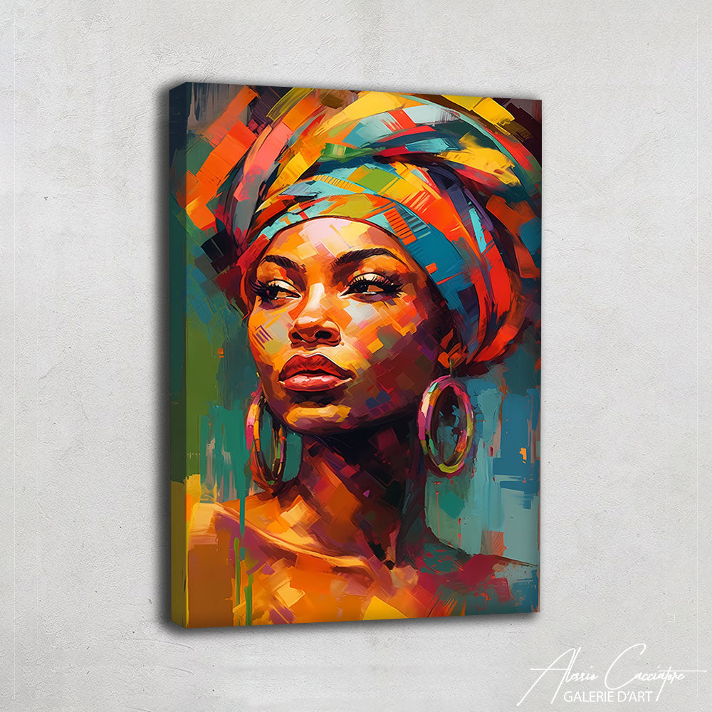 tableau femme africaine abstrait