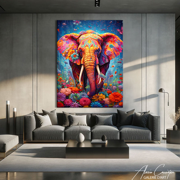 tableau peinture acrylique elephant 