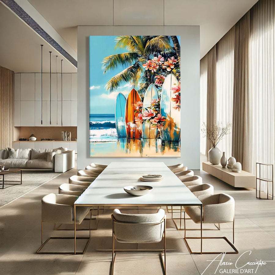 Tableau Surf Plage – mise en situation