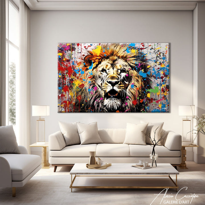 tableau lion pop art