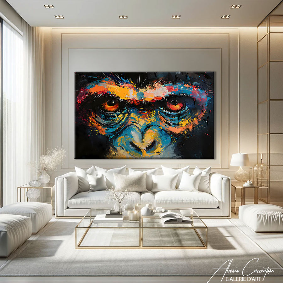Tableau Peinture de Singe – mise en situation