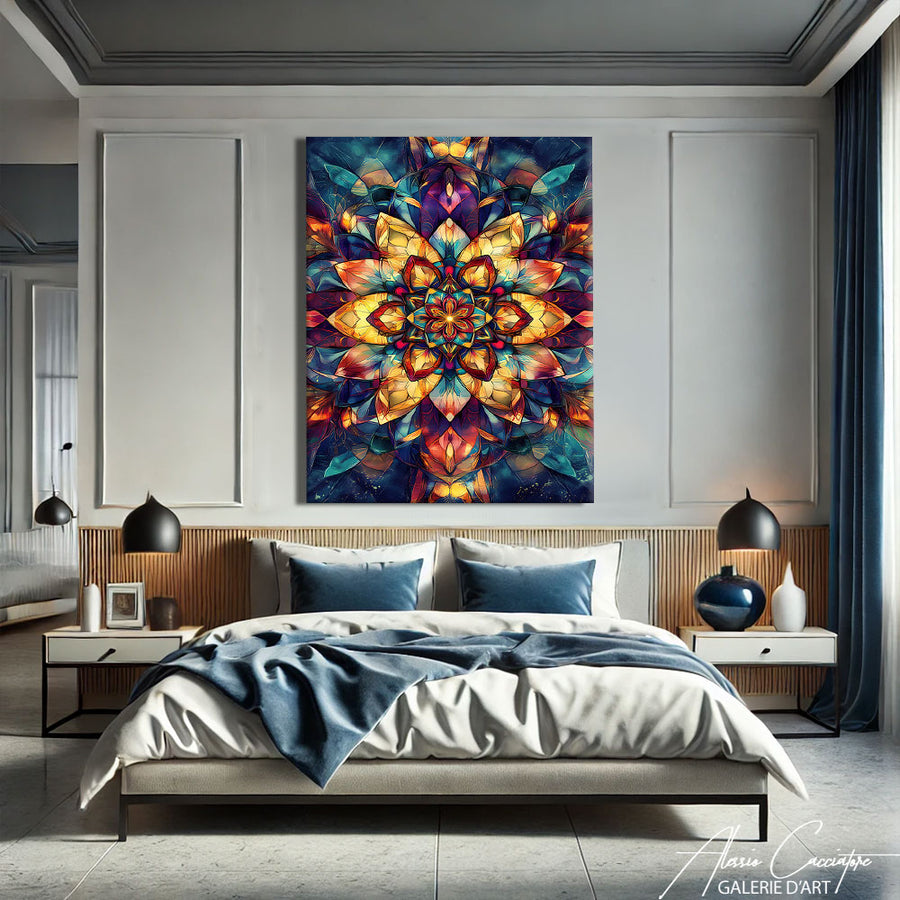 Tableau Mandala Bleu – mise en situation