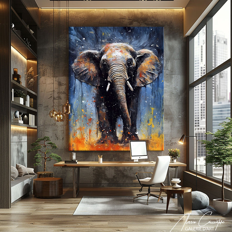 Toile Peinture Éléphant – mise en situation