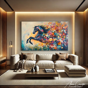 TABLEAU CHEVAL FLORAL