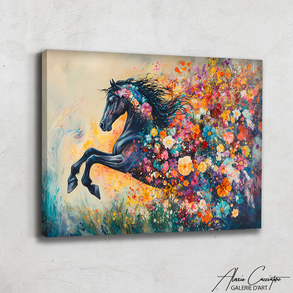 TABLEAU CHEVAL FLORAL