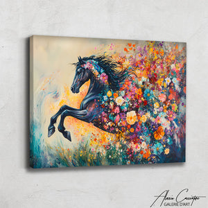 TABLEAU CHEVAL FLORAL
