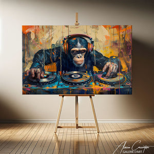 tableau singe casque