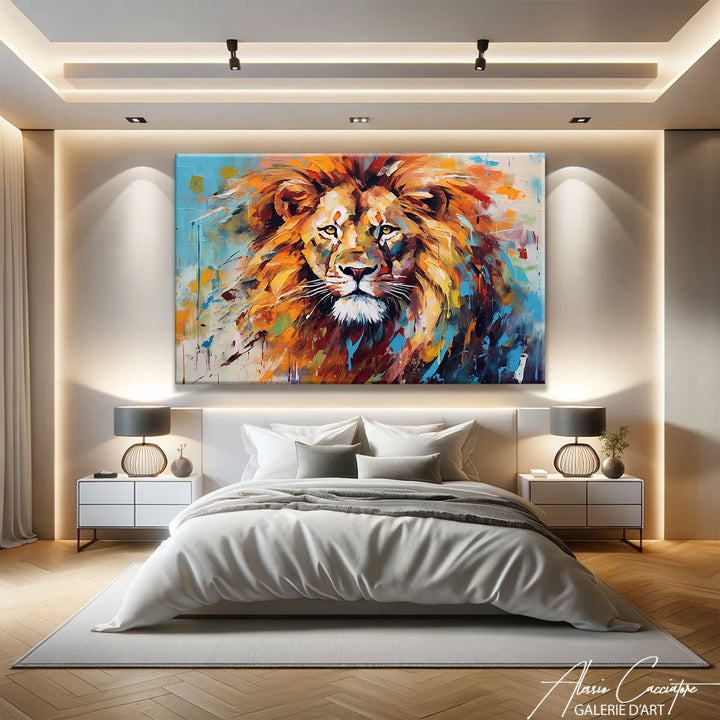 TABLEAU LION COLORÉ
