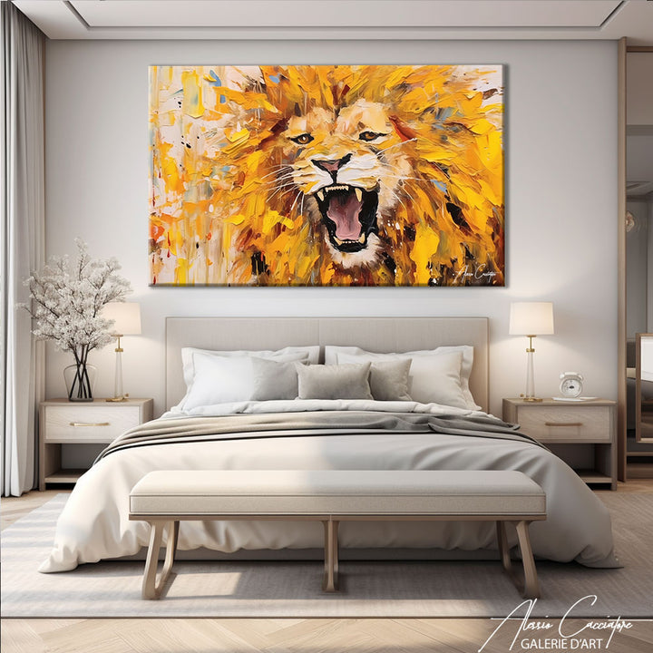 tableau lion peinture