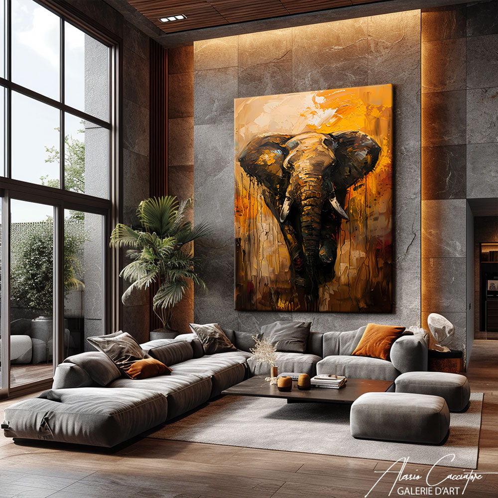 peinture éléphant abstrait 