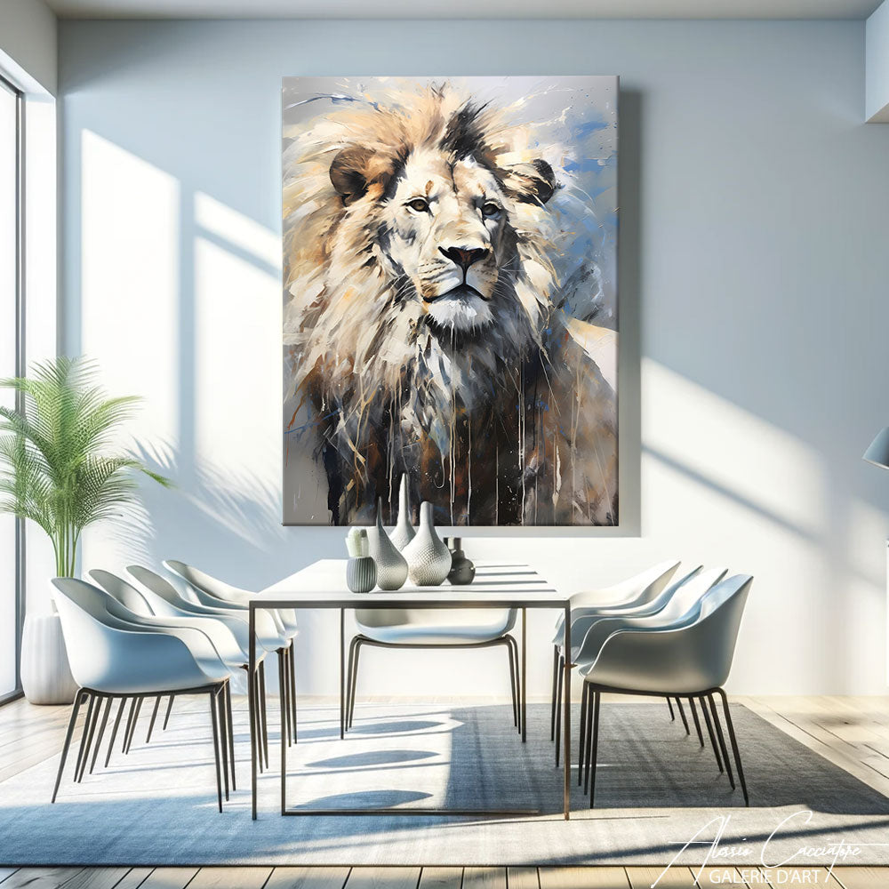 tableau tête de lion coloré