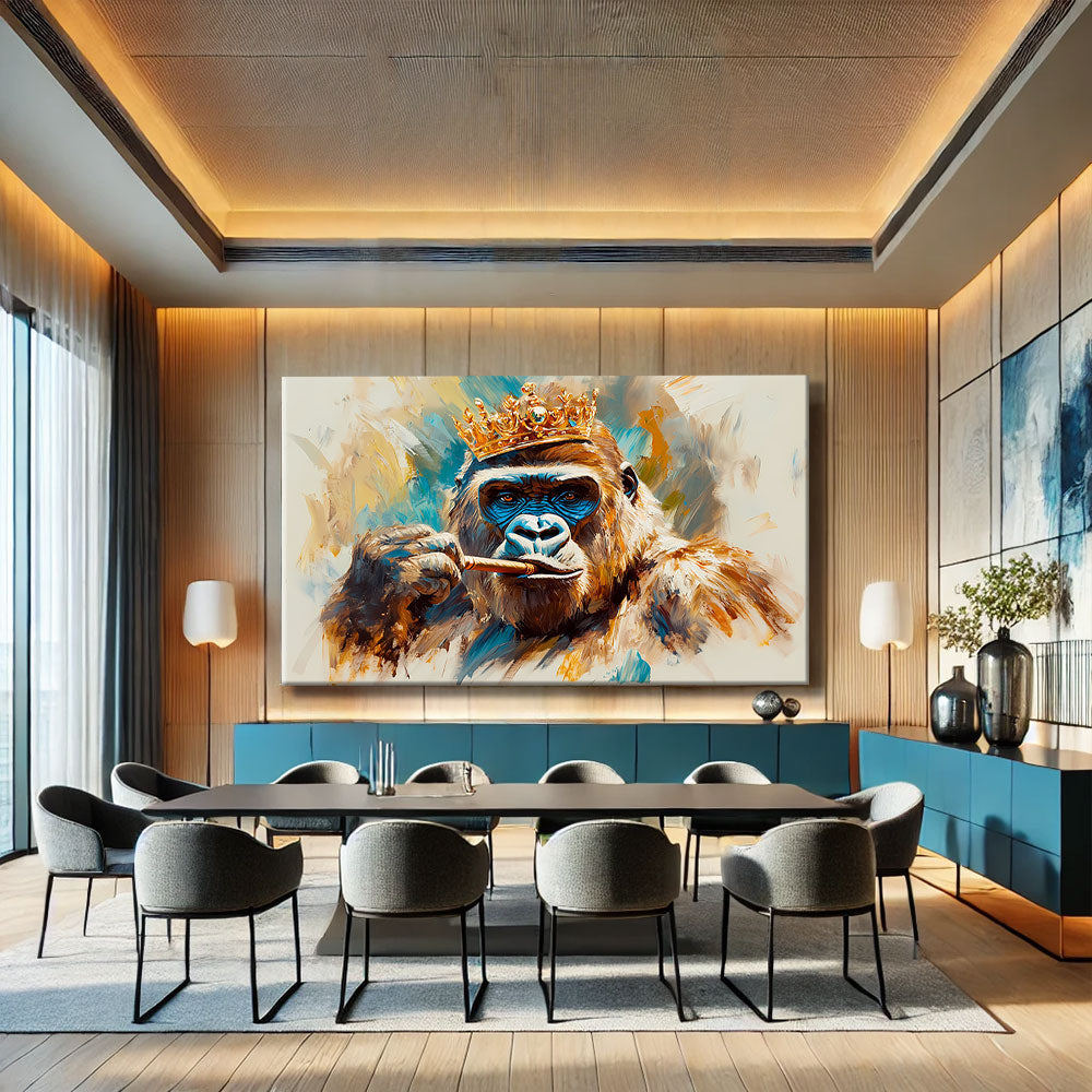 Tableau Gorille Cigare Couronne