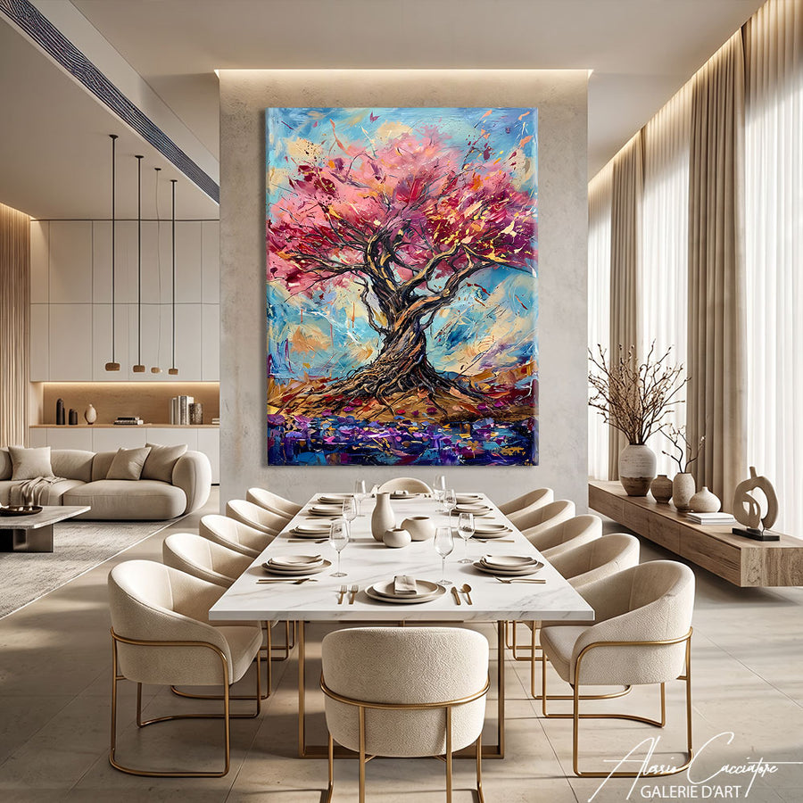 TABLEAU ARBRE DE VIE ROSE – mise en situation
