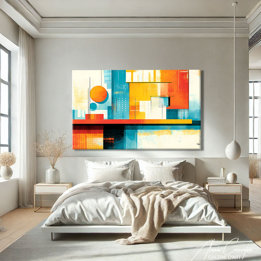 Abstrait Tableau Moderne Salon – mise en situation