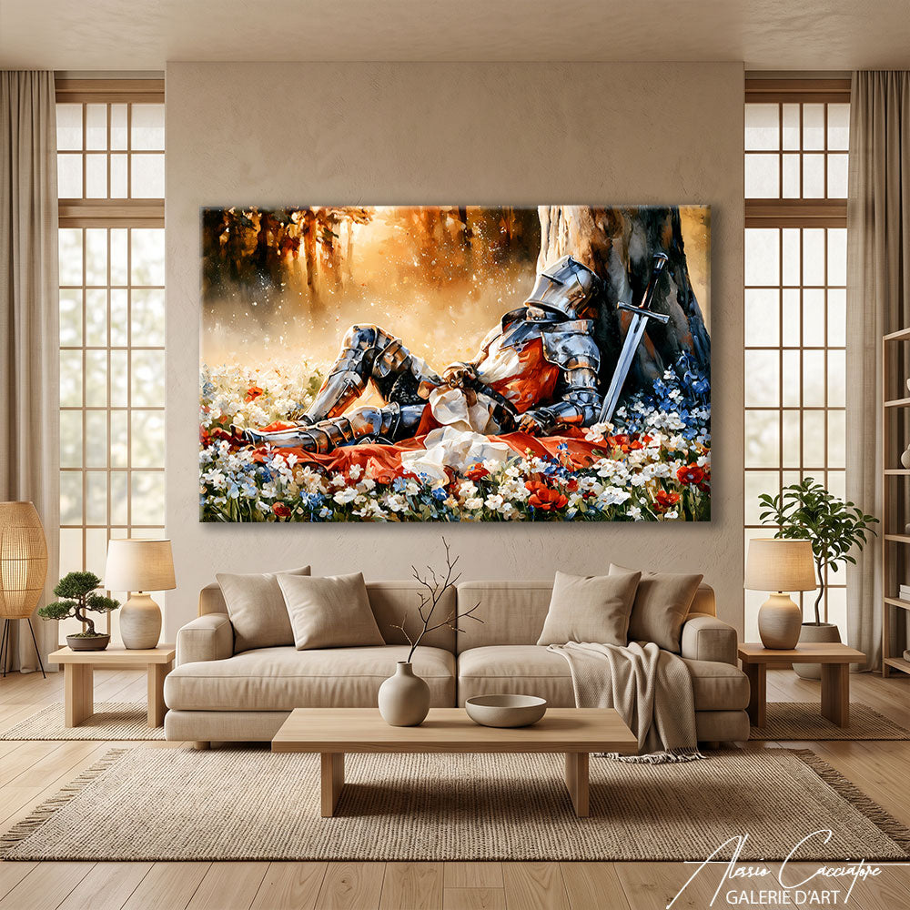 Peinture Chevalier Aux Fleurs