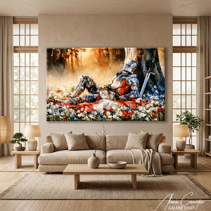 Peinture Chevalier Aux Fleurs