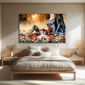 Toile Chevalier Aux Fleurs