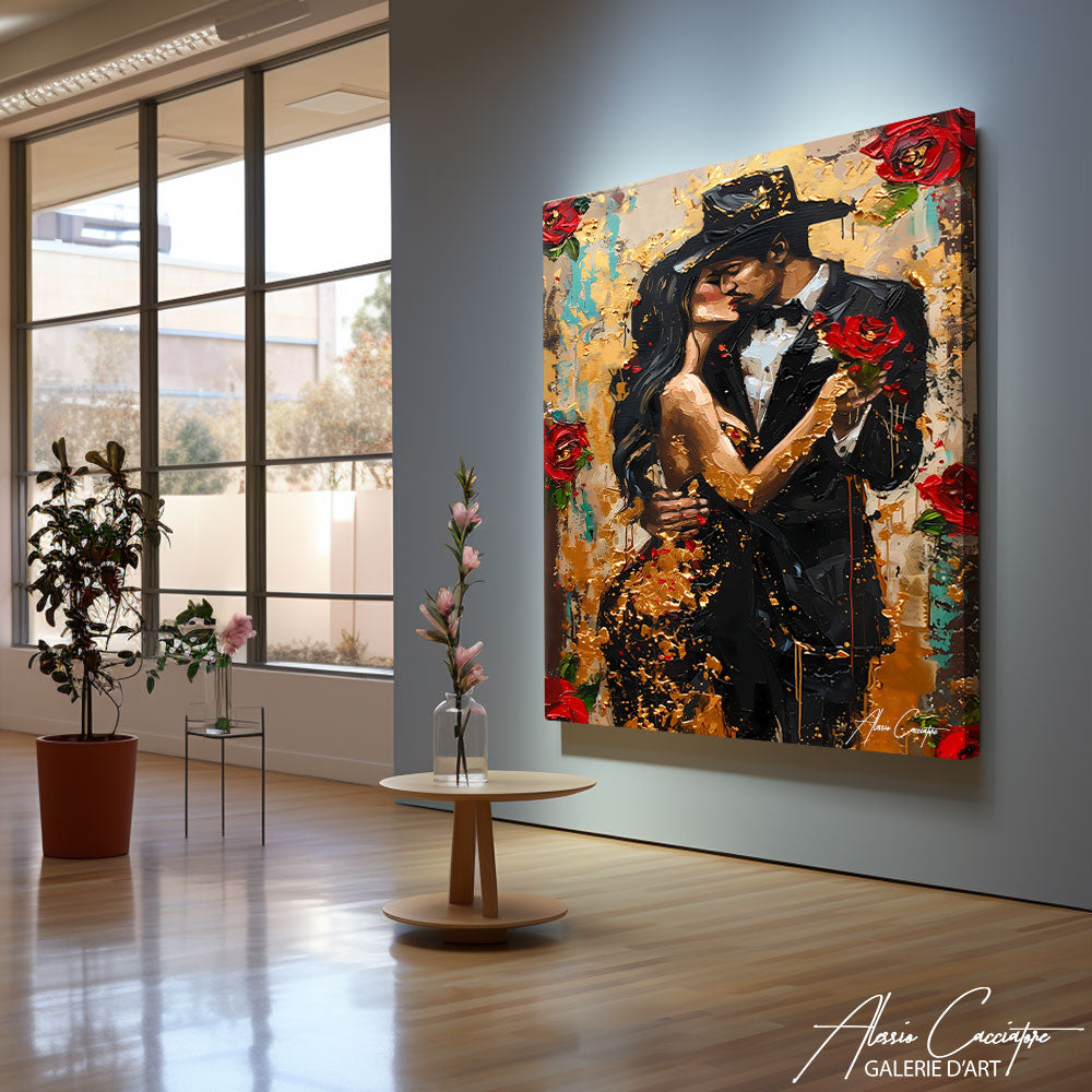 Peinture Couple Enlacé