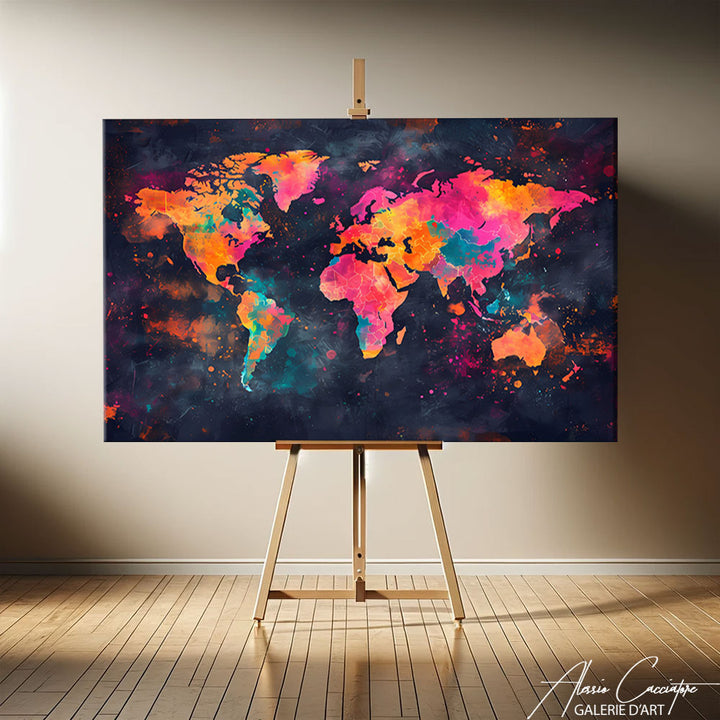 tableau carte du monde couleur