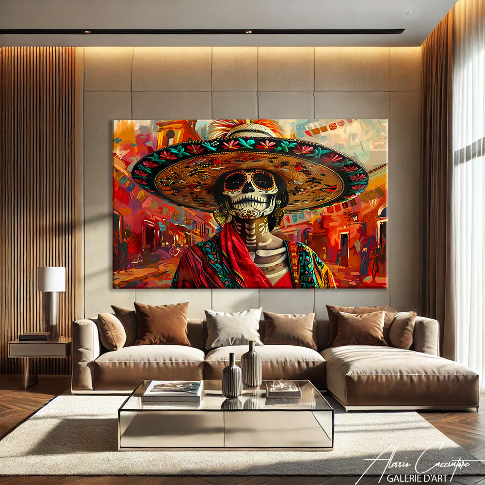 Cadre Tête de Mort Mexicaine