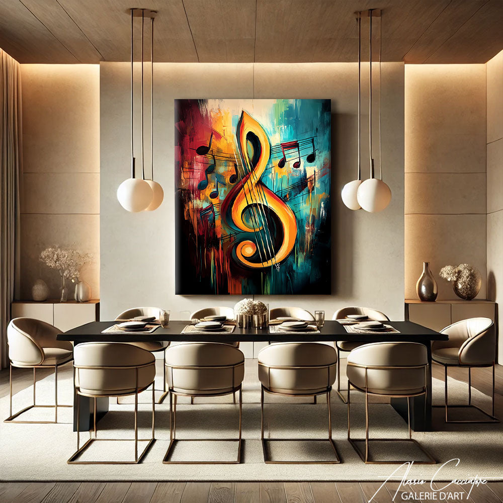 Grand tableau abstrait salon
