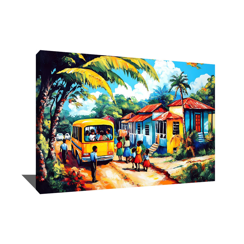 TABLEAU VILLAGE AFRICAIN ABSTRAIT