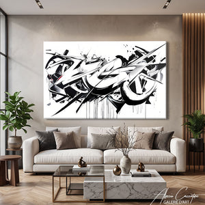 TABLEAU GRAFFITI NOIR ET BLANC