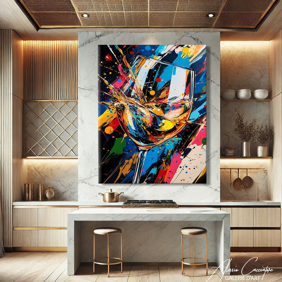 Grand Tableau Abstrait Salon – mise en situation