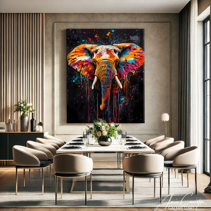 Toile Éléphant Coloré