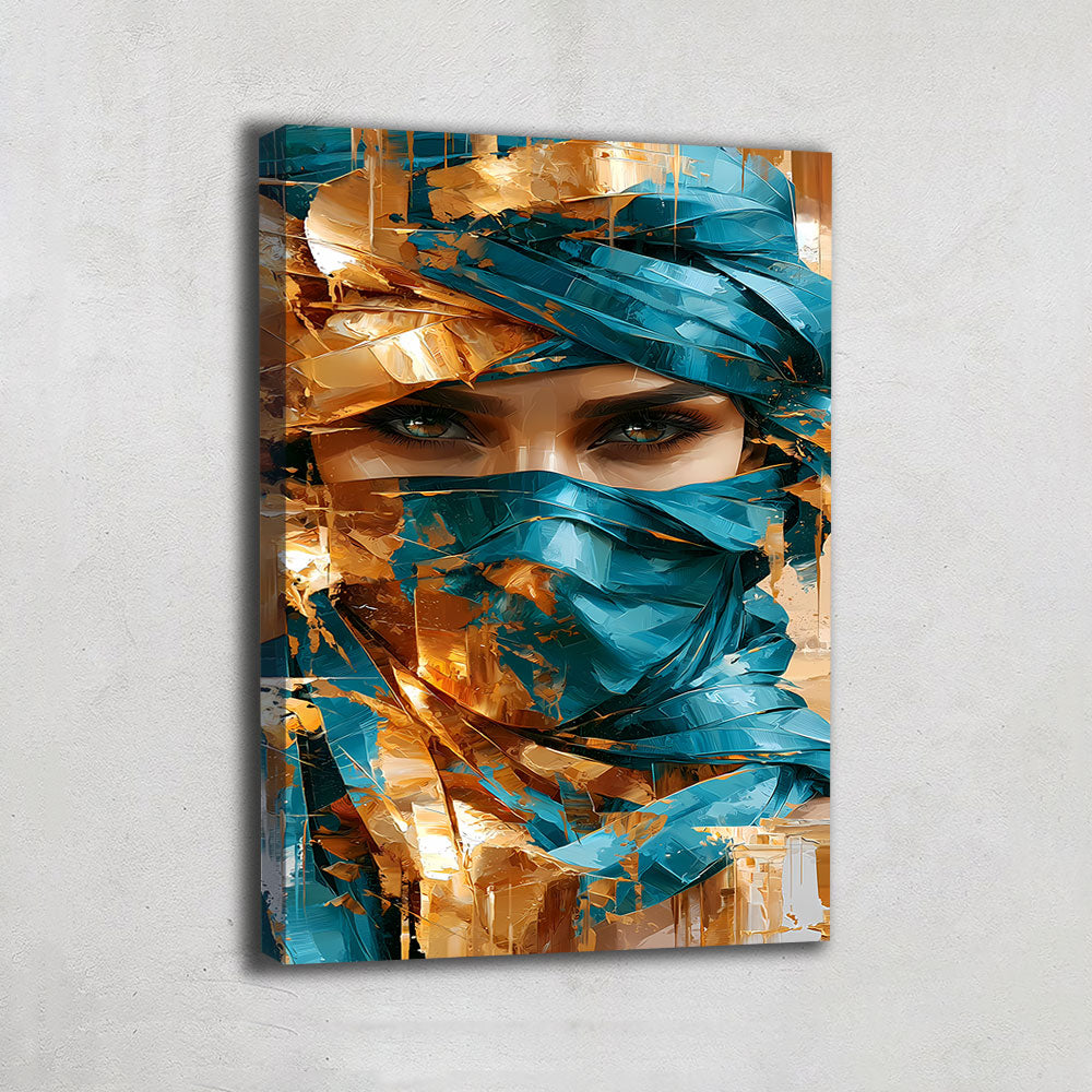 Tableau Femme Voile Bleu