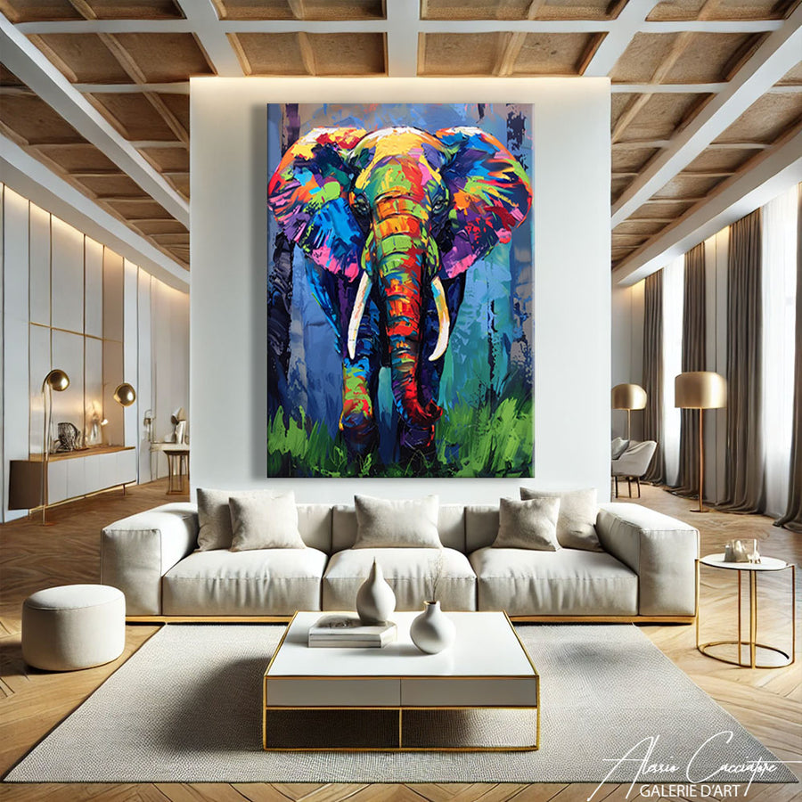tableau éléphant abstrait – mise en situation