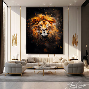tableau lion noir 