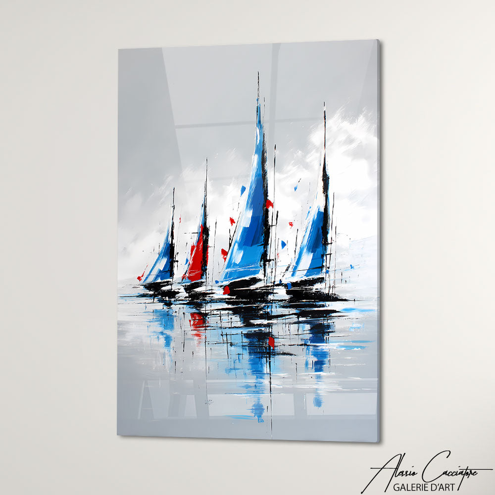 tableau abstrait voiliers
