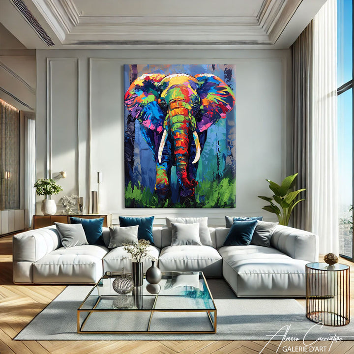 Toile Éléphant Coloré