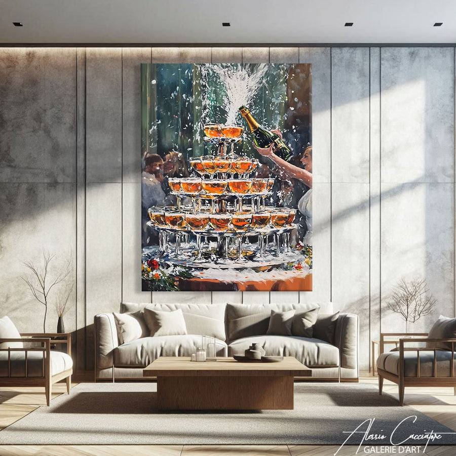 Tableau Verre Champagne – mise en situation
