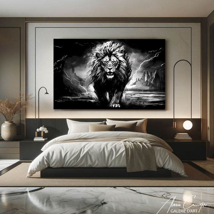 Tableau Lion Noir Et Blanc