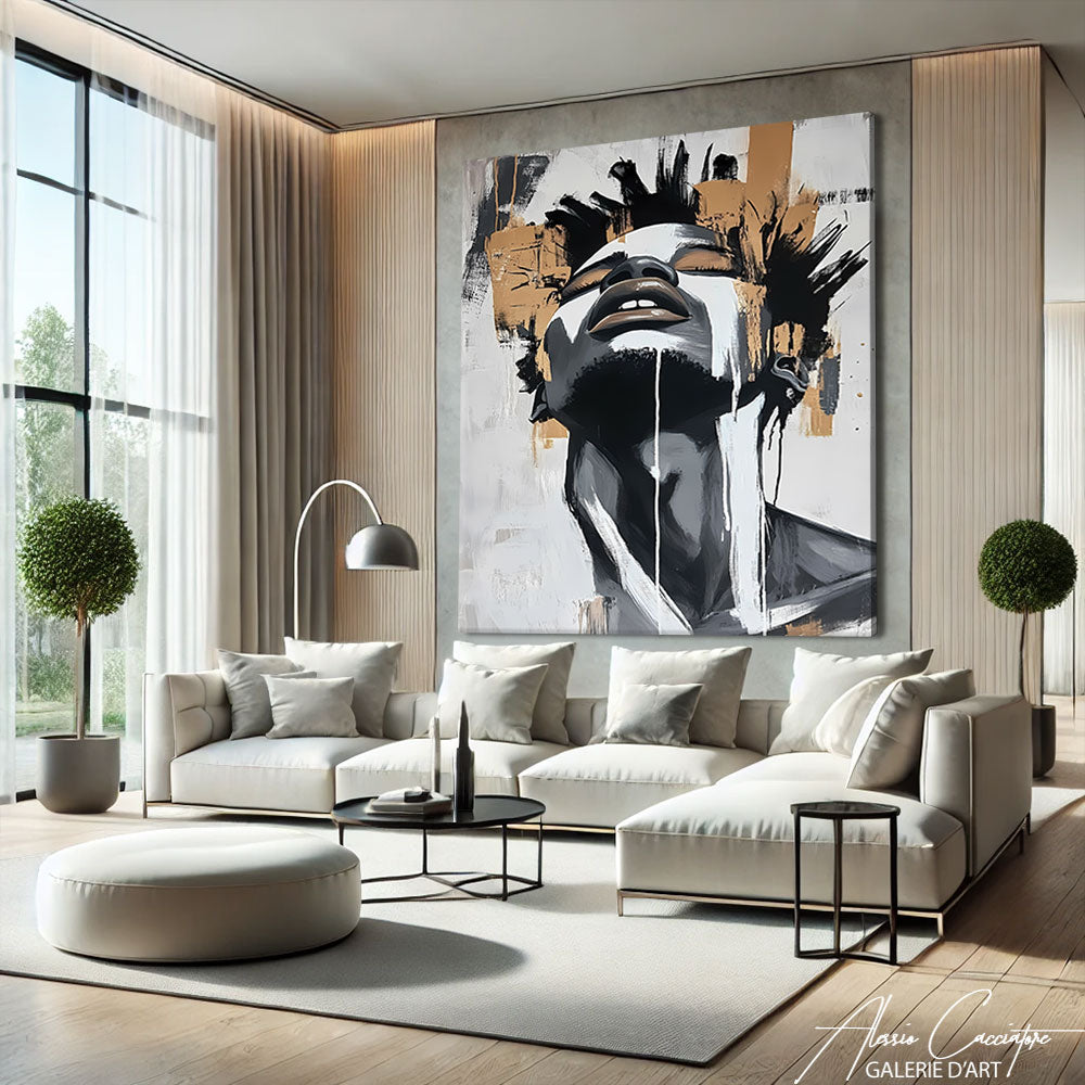 Grand tableau abstrait salon
