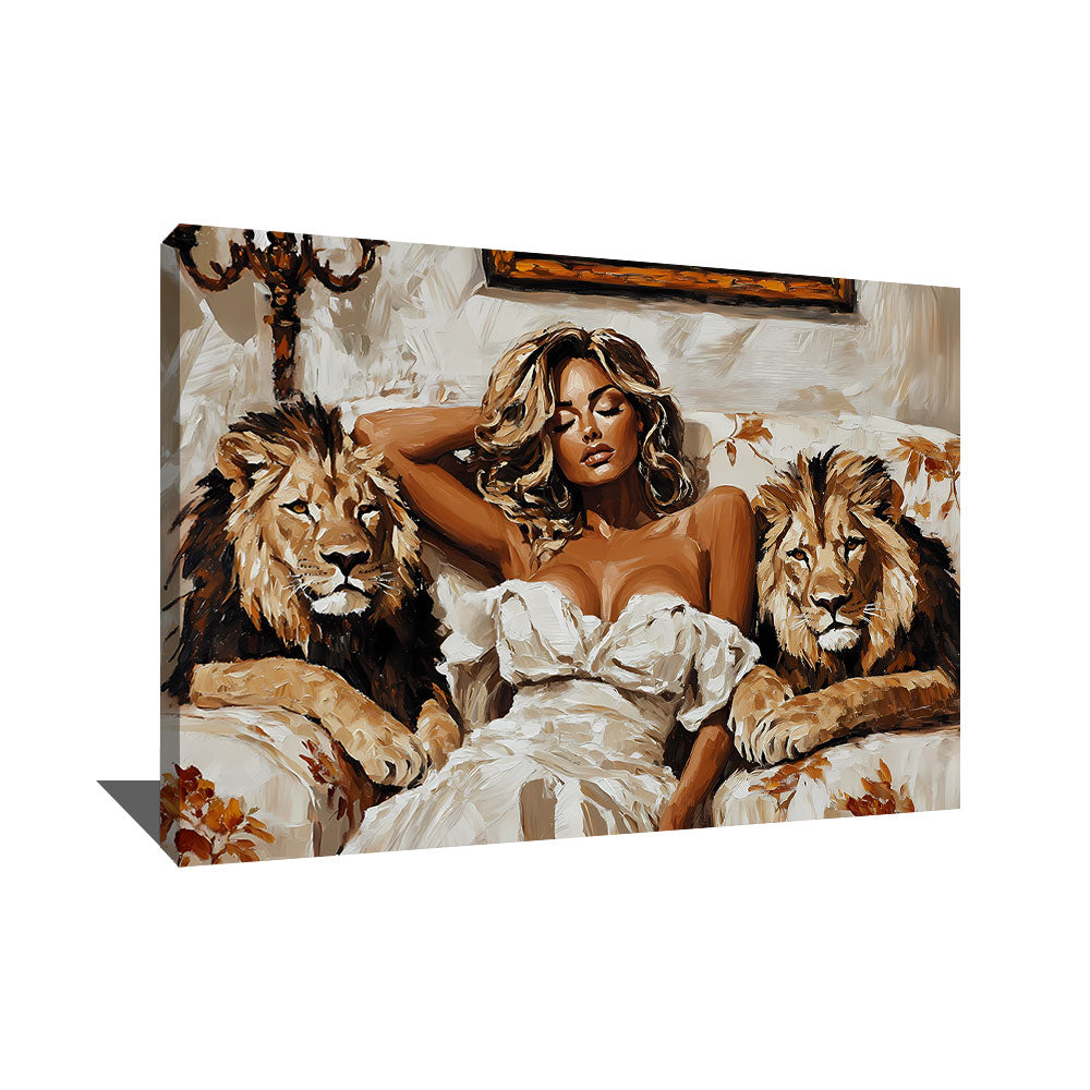 Tableau Femme Lion