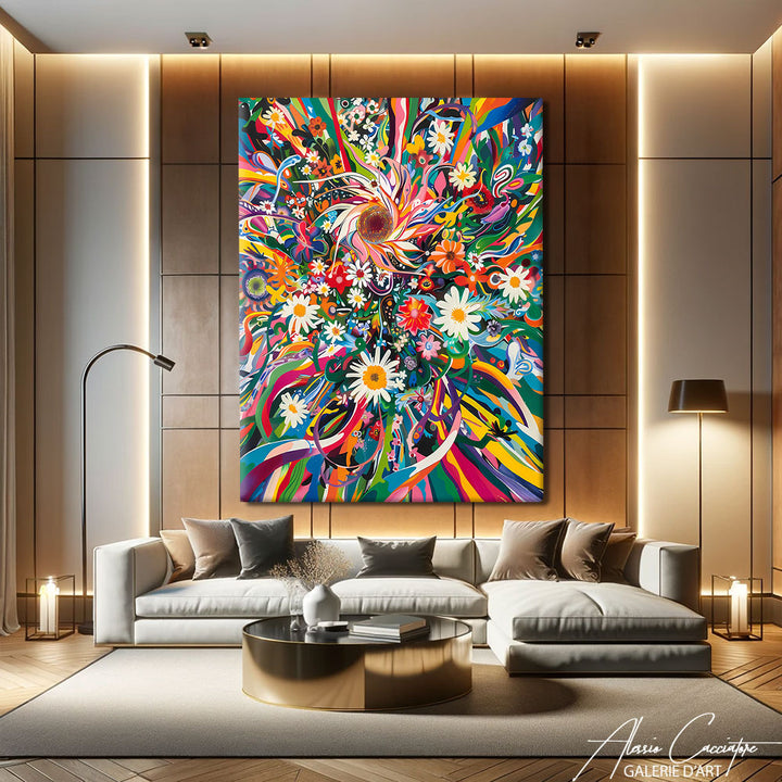 tableau fleurs moderne