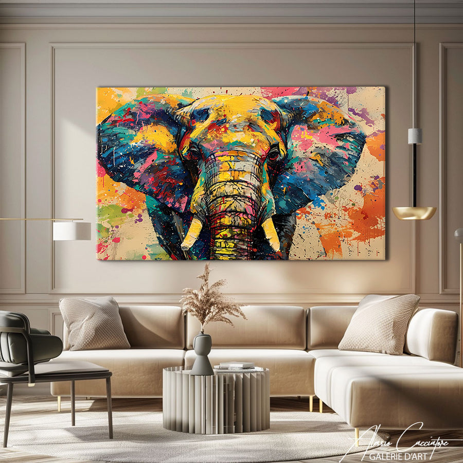 Toile Éléphant Peinture – mise en situation