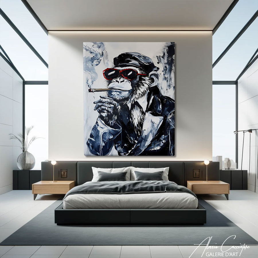 TABLEAU SINGE NOIR ET BLANC – mise en situation