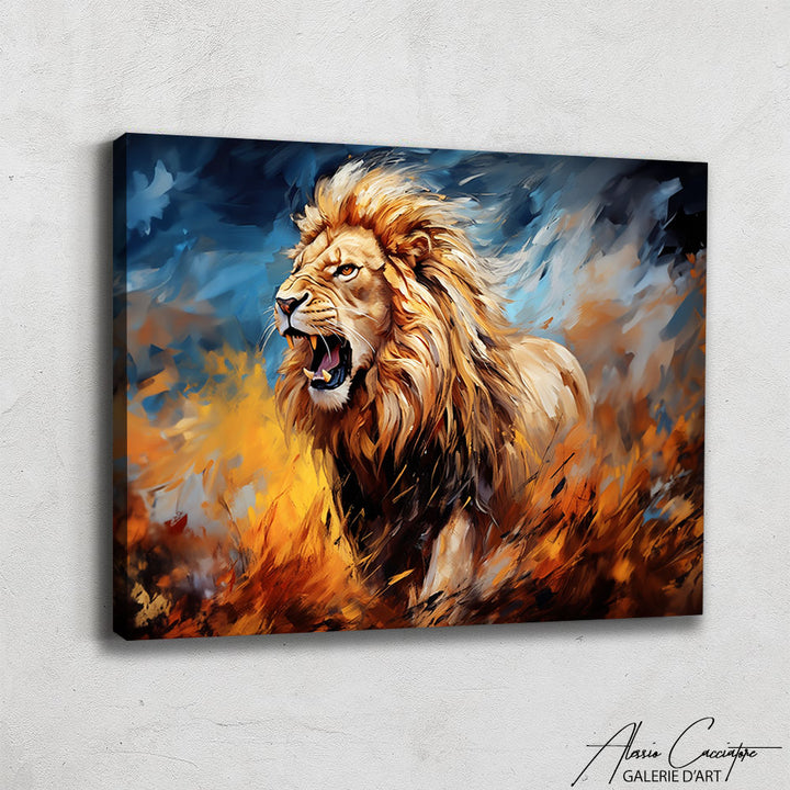 tableau mural lion