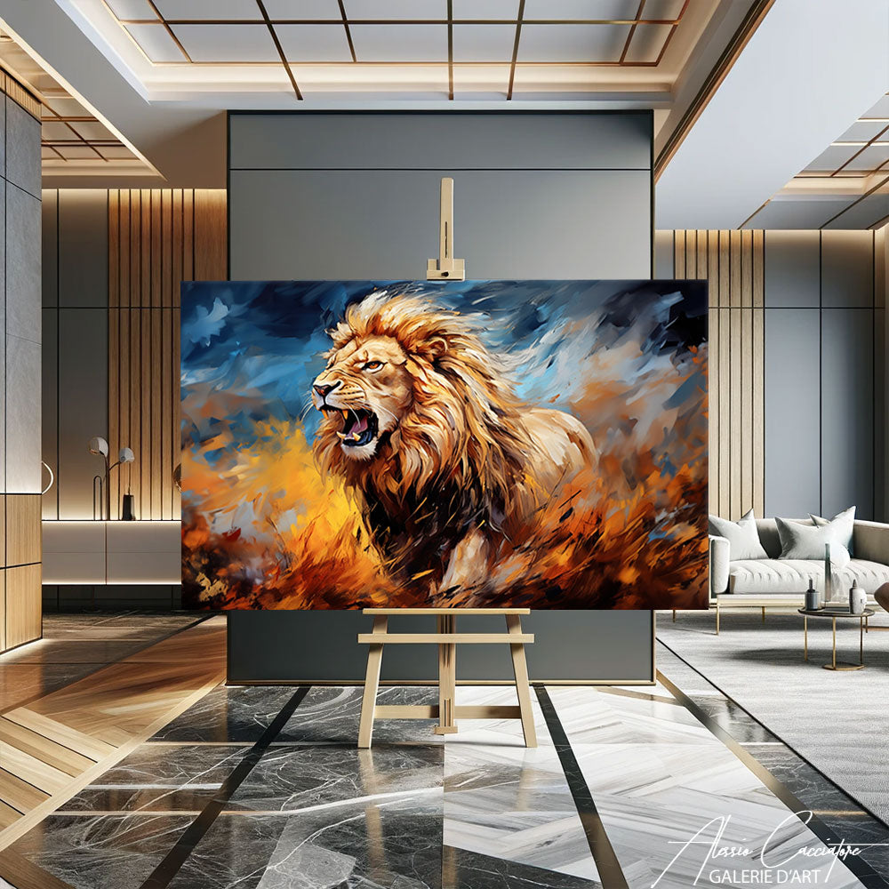 tableau mural lion