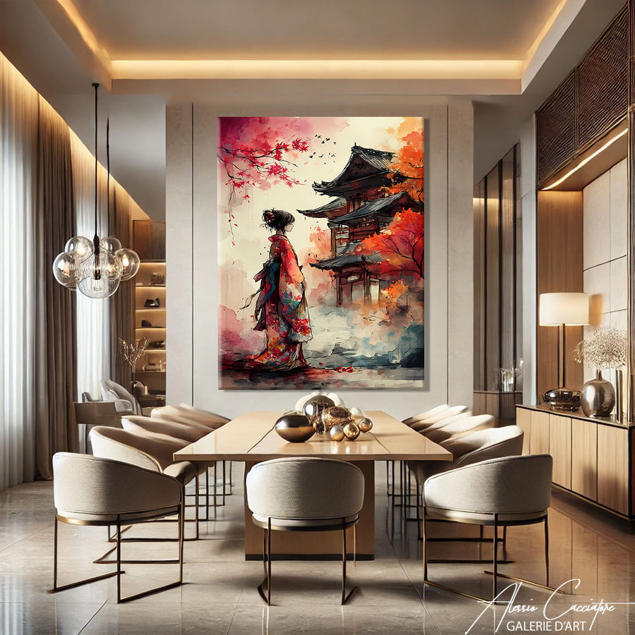 Tableau Aquarelle Japonaise – mise en situation
