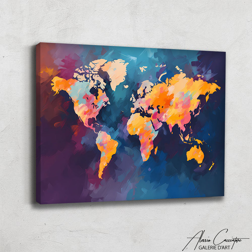 Tableau Carte du Monde Couleur